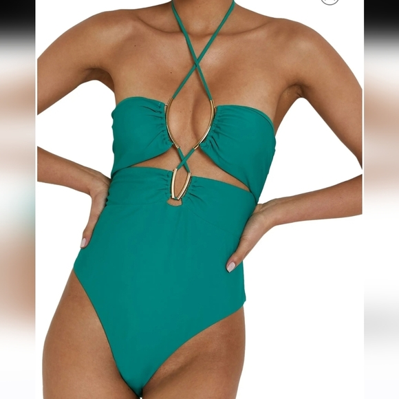 River Island Other - RIVER Island Strappy One-Piece Swimsuit in Hunter Green in Size 4 NWT